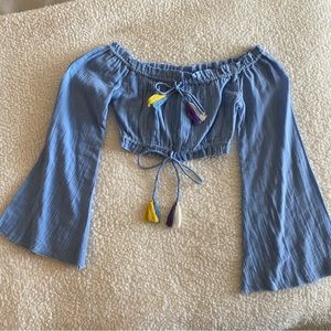 Majorelle cropped off the shoulder top